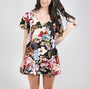 Show Me Your Mumu Kylie Mini Dress Country Garden Black Floral Size Medium Shift